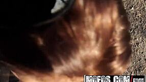 Katarina says, 'fuck me in public,' as she gets picked up and banged outdoors.