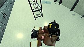 Roblox character fucks hot black nun in detailed hardcore scene