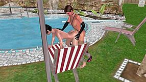 Cute Lesbian Girl Fucks Another From Behind In 3D Animation 😍