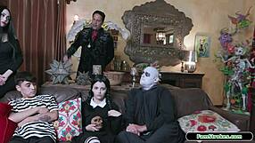 addams family engages in fucking orgy with big tits and monster cocks