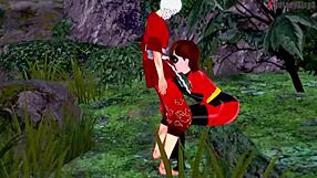 Elastigirl feels intense pleasure during forest mission fucking in Incredibles hentai