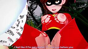 Elastigirl feels intense pleasure during forest mission fucking in Incredibles hentai