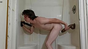 Boldly Taking Two Thick Black Dildos in Fuck Holes