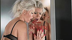 Helpless blonde cumslut awaits deepthroat and doggy punishment.