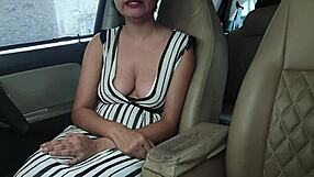 Doggystyle Handjob for Friend in Car During Risky Outdoor Sex