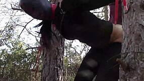 Tied up outdoor rough fuck