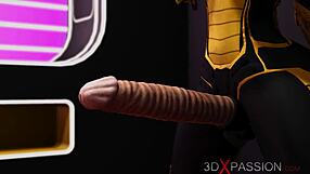 3D Dickgirl Android Toys with Sexy Blonde Teen 18+ in Sci-Fi Bedroom