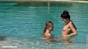 Billy And Jaquelin Fingering Pussies Poolside