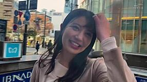 Tall Asian Girlfriend Gives Blowjob And Handjob While Riding Shaved Pussy