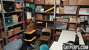 An ebony thief with tattoos got caught and drilled raw by a security guard. It was intense!