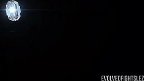 Nikki Sequoia battles Shelby Paris in rough lesbian strapon wrestling