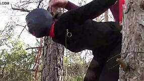 Tied up outdoor rough fuck