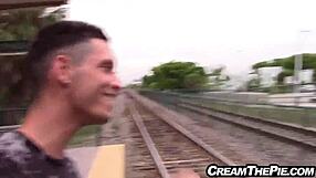 Curvy teen 18+ receives a creampie from a huge cock in doggystyle