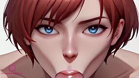 Cum in my mouth close up pov blowjob by short haired redhead