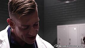 Falconstudios twink bro gets fucked hard and joins spitroast with hunk muscled doctors.