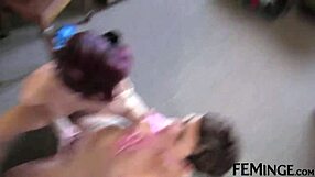Feminge 4K - Lesbian Student Pussy Licking Black-Haired Girlfriend Now!