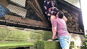 Country amateur couple has rough sex in barn yard