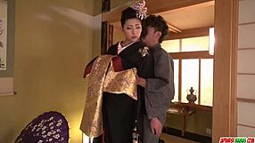 Milf Drops Kimono for Monster Cock Blowjob