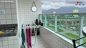 i see the brazilian employee cleaning in mini shorts, her huge ass on full display in this amateur fetish scene