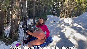 Young European skier Ava Moore loves anal sex outdoors