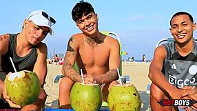 fucking our friend in a gay threesome with big cocks