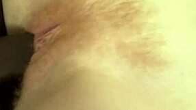 Discover the contrast of a hairy redhead in lingerie taking a big black cock