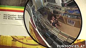 Is this erotic brunette enjoying anal sex outdoors with cum on her ass?