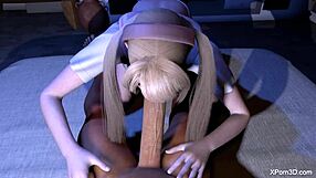 3D animated big boobed hentai in blowbang scene