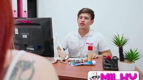 Big ass redhead says, 'I'm the police station cocksucker in cowgirl.'