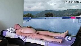 Playboy style massage with big ass gaping pussy and monster cock handjob