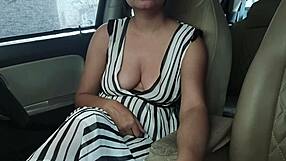 Doggystyle Handjob for Friend in Car During Risky Outdoor Sex