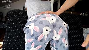 stepbrother spanks rough red ass and masturbates shaved horny slut stepsister closeup