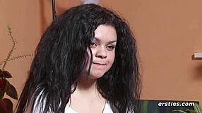 Passionate german-brazilian masturbates in front of the camera with shaved wet pussy nipples.