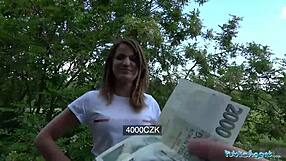 Small-Boobed Cutie Fucks Outdoors For Cash!