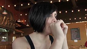 The sexy brunette risks it all in a public nude interview, getting caught outdoors