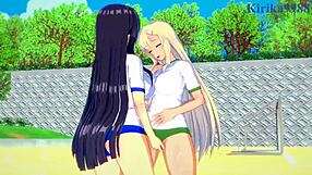 Yomi Ikaruga Katsuragi Intense Lesbian Play in Senran Kagura Hentai