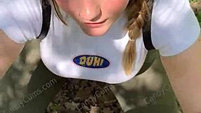 random jogger gets deepthroat on hiking trail pov by candycourt