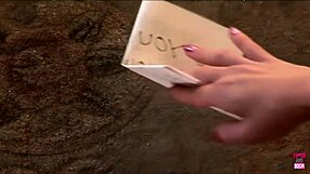 A Blonde Feels Excited in BDSM Mansion, Sucking Cocks Through Glory Hole