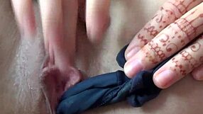 Orgasm with panties in pussy close up masturbation