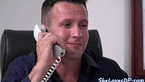 Classy Babe Takes Double Penetration at Office