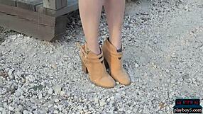 Latina model Salena Storm with petite 18+ body undresses in striptease.