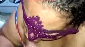 A big natural tits homemade video of a horny Latina in lingerie and enjoying a good fuck