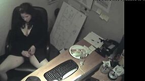 Hey, watch this secretary rubbing tits and masturbating at work!