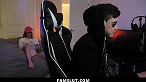 Stepbrother fucks his gamer stepsister while she plays.