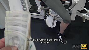 hunt4k babe trades her trimmed vagina for quick cash at the gym spot