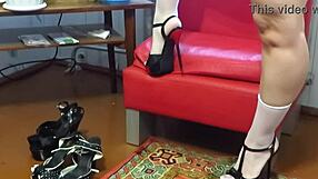 plump legs try on high socks and different high heels homemade foot fetish from a mature milf pawg