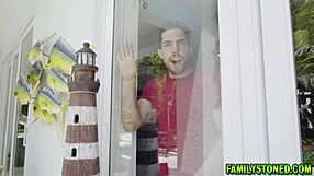 Blonde Stepsister Gives Handjob After Catching Stepbrother with Her Bikinis