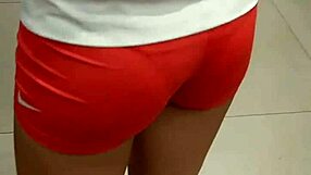 Check out that hot girl's tight shorts cameltoe in the market?