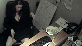 Hey, watch this secretary rubbing tits and masturbating at work!