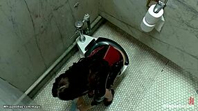 Three Lezdoms Handle Busty Slut in Session